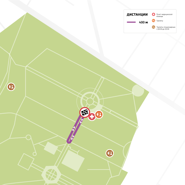 Схема трассы забега Дедов морозов на 400 и 700 м
