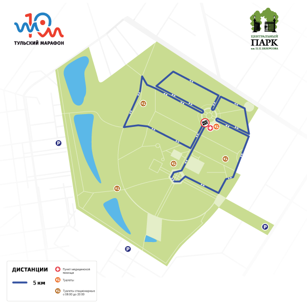 Схема трассы забега Дедов морозов на 5 км