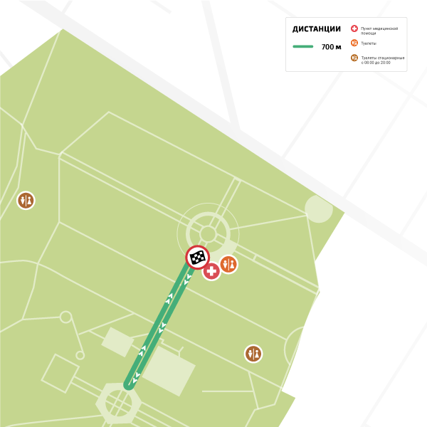 Схема трассы забега Дедов морозов на 400 и 700 м